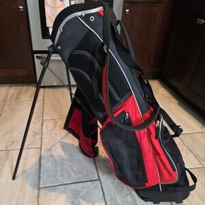 Ladies Titech Golf Bag 7 Hole Divided EUC 4 Pocket W/ Shoulder Strap Red